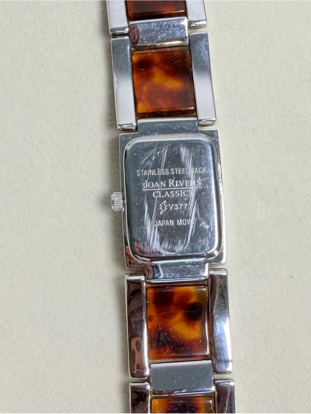 ☀️SOLD☀️Joan Rivers Classics Collection Tortoiseshell Inlay Link Vintage Watch - Picture 2 of 6